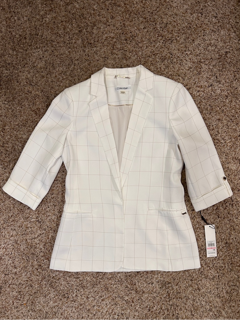 Calvin Klein Windowpane Suit Jacket, Brand New Size 10